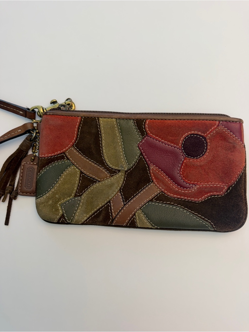 Vintage Coach Poppies for Peace Limited Edition Suede Floral Patchwork Wristlet